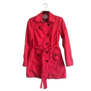 Volcom S trench coat with belt red streetwear classic cool alternative punk